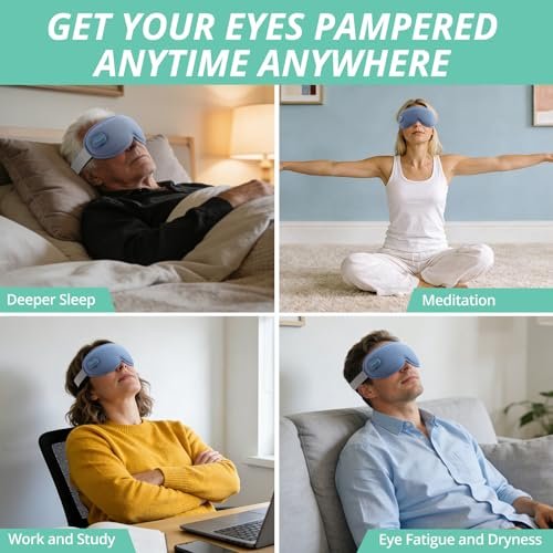 VINTEAM Cordless Heated Eye Mask – 3D Design with Adjustable Heat & Timer, Comfortable & Lightweight for Eye Fatigue Relief, Men & Women (Blue) - görsel 10