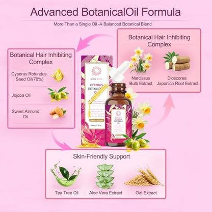 Zoone Nutra Cyperus Rotundus Seed Oil 60ml – Enhanced Botanical Formula with Hair Inhibiting Complex, Infused with Narcissus & Japanese Yam Extract, Lightweight Body Care Blend Avelisse