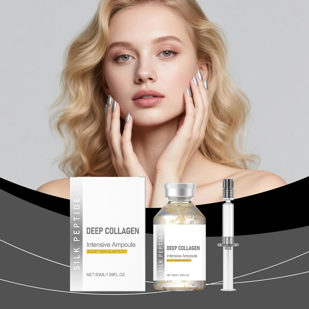 Deep Collagen Silk Peptide Lifting Ampoule Serum – Firming, Wrinkle-Smoothing, Hydrating Korean Facial Essence (1.69 fl oz) Avelisse