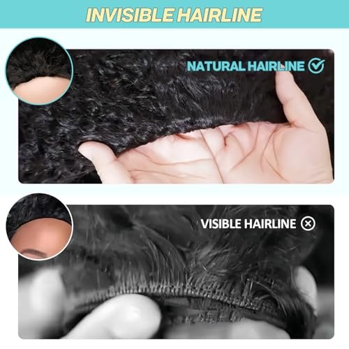 UMEGIRL 18 Inch Burmese Curly Half Wig Human Hair for Women - 250 Density 3-in-1 Seamless Flip Over Half Wig, Beginner Friendly Glueless Wig, Natural Color with Spiral End - görsel 10