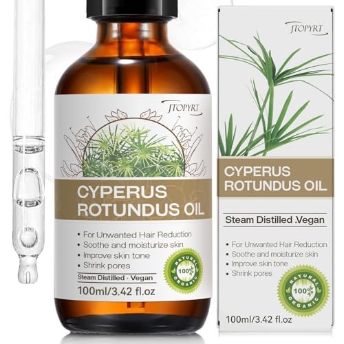 Cyperus Rotundus Oil for Hair Removal – 60s Quick Absorption, Prevents Ingrown Hairs, Reduces & Inhibits Hair Growth in 68 Days for Face & Body, Moisturizing & Soothing for All Skin Types (100 ml) Avelisse