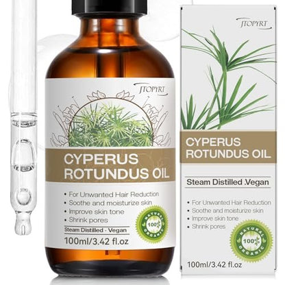 Cyperus Rotundus Oil for Hair Removal – 60s Quick Absorption, Prevents Ingrown Hairs, Reduces & Inhibits Hair Growth in 68 Days for Face & Body, Moisturizing & Soothing for All Skin Types (100 ml) Avelisse