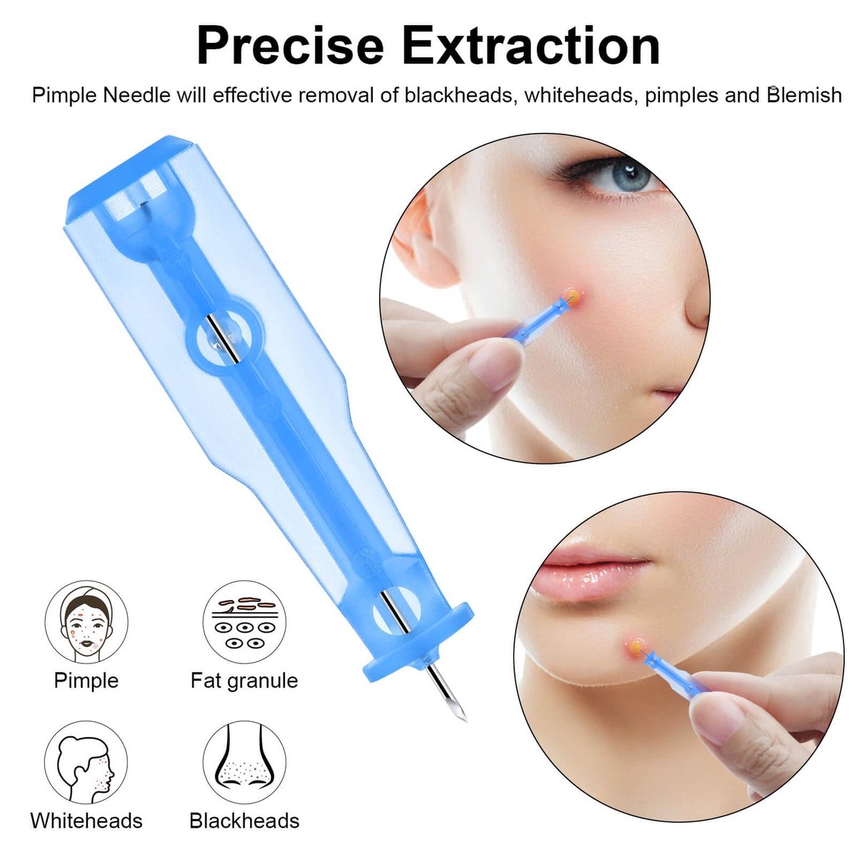 100Pcs Disposable Sterile Pimple Popper Needles – Ultra-Fine Acne Extractor Tools for Blackhead, Whitehead & Blemish Removal | Professional Facial Skin Care Kit - görsel 9
