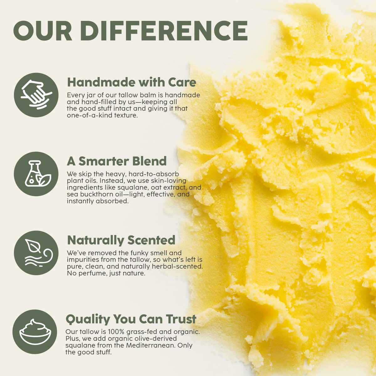Mespok Beef Tallow for Skin - 100% Grass-Fed Tallow Balm with Organic Squalane & Oat Extract | Whipped Face & Body Moisturizer for Extremely Dry Skin, Non-Greasy, Clean Beauty, Unscented (1.5oz) Avelisse