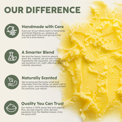 Mespok Beef Tallow for Skin - 100% Grass-Fed Tallow Balm with Organic Squalane & Oat Extract | Whipped Face & Body Moisturizer for Extremely Dry Skin, Non-Greasy, Clean Beauty, Unscented (1.5oz) Avelisse
