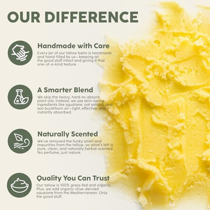 Mespok Beef Tallow for Skin - 100% Grass-Fed Tallow Balm with Organic Squalane & Oat Extract | Whipped Face & Body Moisturizer for Extremely Dry Skin, Non-Greasy, Clean Beauty, Unscented (1.5oz) Avelisse