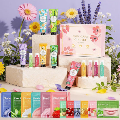 36 Pcs Bulk Gifts For Women - Spa Party Supplies with Facial Mask, Lip Balm, Hand Cream & Lip Mask - Mother's Day, Teacher Appreciation, Thank You Gifts & Party Favors