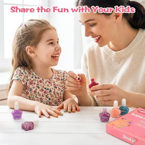 Dmsky Kids Nail Polish Set - 18 Colors Peelable Water-Based Quick Dry Non-Toxic Nail Polish Kit for Girls Ages 3+ DIY Nail Art, Great Gift for Birthday, Makeovers and School Rewards - görsel 10