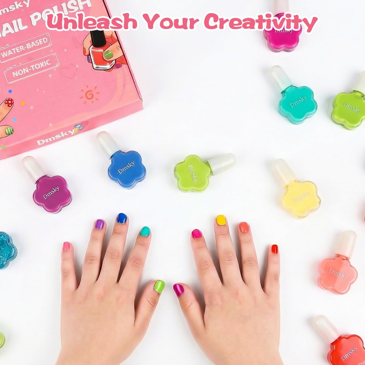 Dmsky Kids Nail Polish Set - 18 Colors Peelable Water-Based Quick Dry Non-Toxic Nail Polish Kit for Girls Ages 3+ DIY Nail Art, Great Gift for Birthday, Makeovers and School Rewards - görsel 11