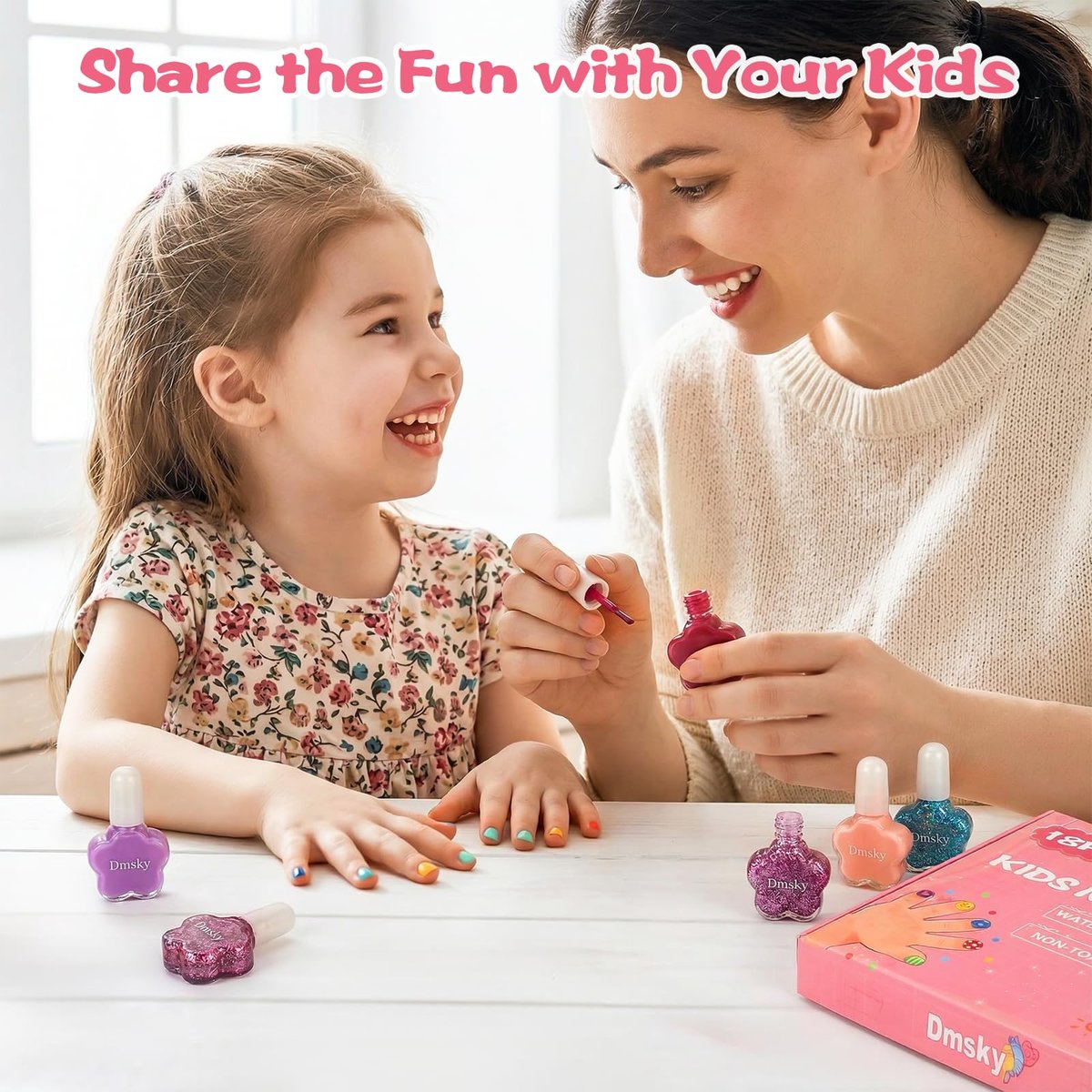 Dmsky Kids Nail Polish Set - 18 Colors Peelable Water-Based Quick Dry Non-Toxic Nail Polish Kit for Girls Ages 3+ DIY Nail Art, Great Gift for Birthday, Makeovers and School Rewards - görsel 9
