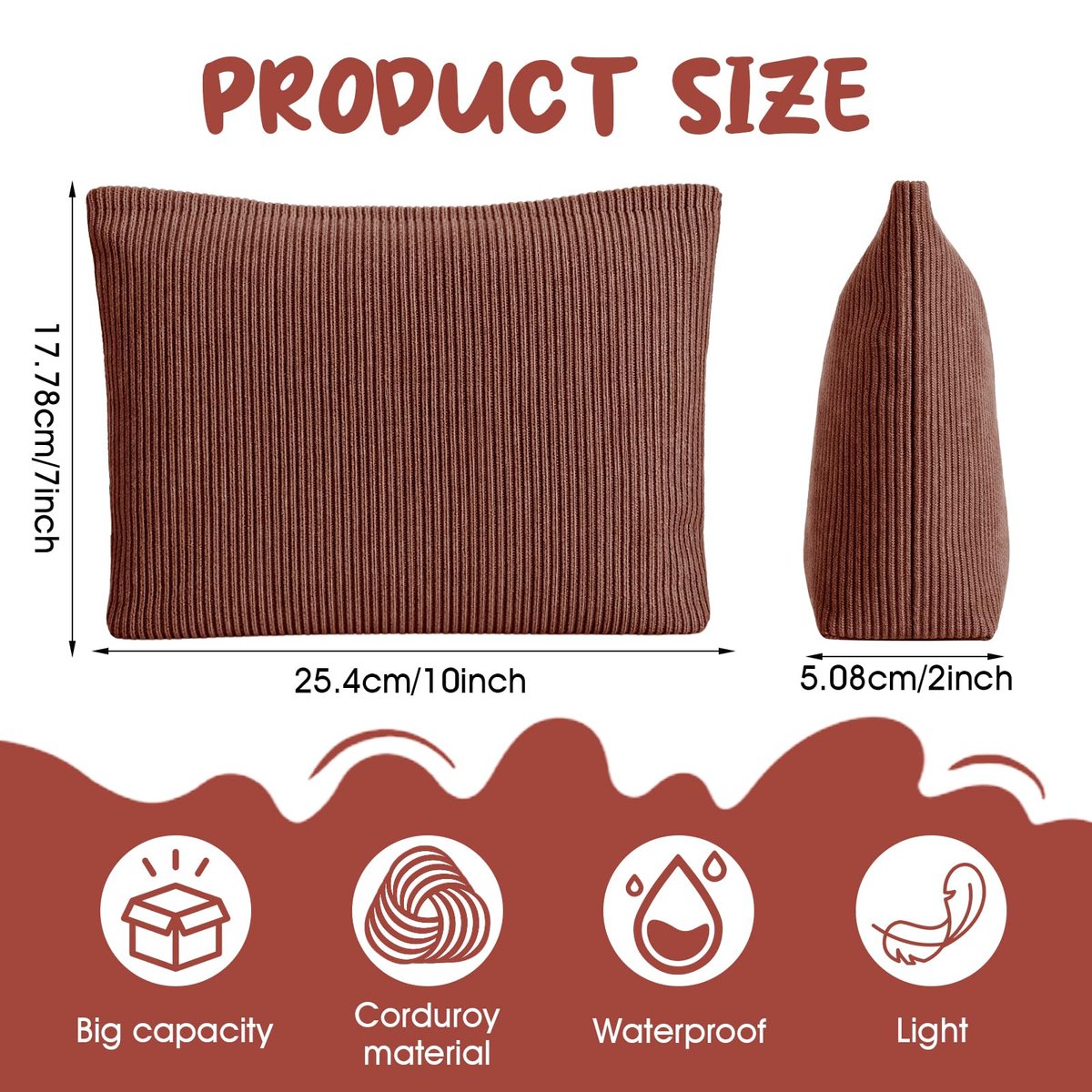 Caeuiciw 9 Pcs Corduroy Makeup Bags Set - Large Capacity Travel Toiletry Organizer Pouch for Women (9 Colors) - görsel 3