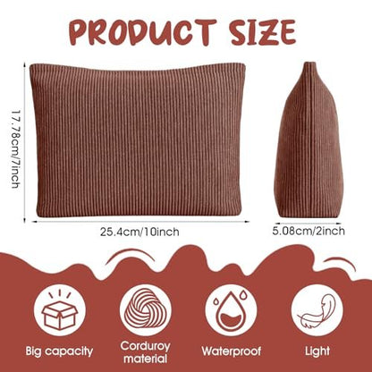 Caeuiciw 9 Pcs Corduroy Makeup Bags Set - Large Capacity Travel Toiletry Organizer Pouch for Women (9 Colors)