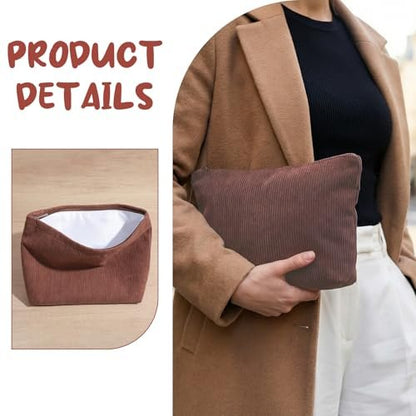 Caeuiciw 9 Pcs Corduroy Makeup Bags Set - Large Capacity Travel Toiletry Organizer Pouch for Women (9 Colors)