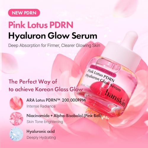 Hanskin PDRN Pink Peptide Hyaluron Glow Serum - 200,000ppm Pink Lotus Vegan PDRN | Intensive Hydrating Glow Ball Essence for Glass Skin, Plumping & Firming | Korean Skincare 1.01 fl. oz. Avelisse