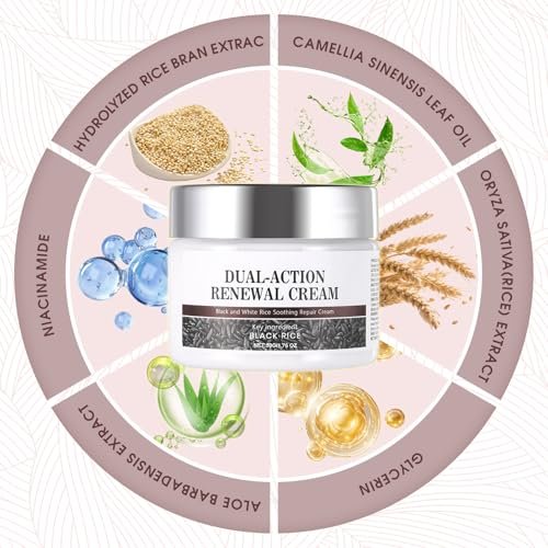 MOOMARTO Dual-Action Renewal Cream – Black & White Rice Soothing Repair Cream, Deep Hydration for Smooth-Looking Skin, Natural Body Serum Suitable for All Skin Types (2 Pack) Avelisse