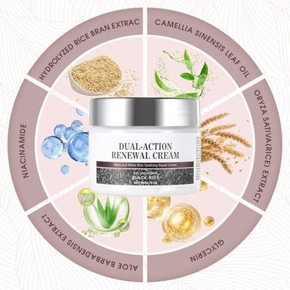 MOOMARTO Dual-Action Renewal Cream – Black & White Rice Soothing Repair Cream, Deep Hydration for Smooth-Looking Skin, Natural Body Serum Suitable for All Skin Types (2 Pack) Avelisse