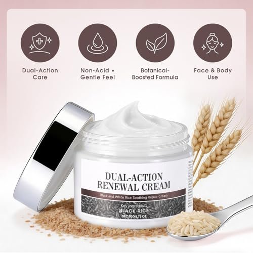 MOOMARTO Dual-Action Renewal Cream – Black & White Rice Soothing Repair Cream, Deep Hydration for Smooth-Looking Skin, Natural Body Serum Suitable for All Skin Types (2 Pack) Avelisse