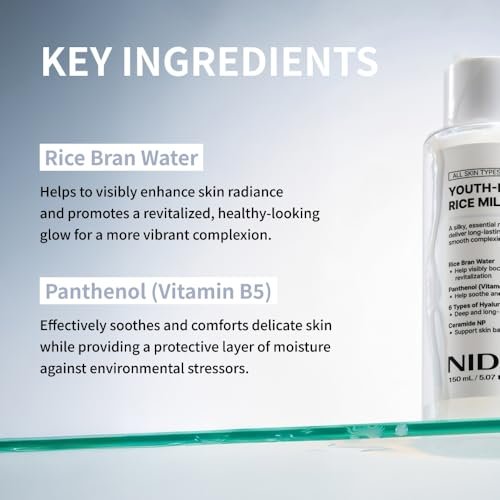 NIDA Youth-Boosting Rice Milky Toner – Glass Skin Hydrating Toner with Rice Bran Extract, Niacinamide, Ceramide NP & Panthenol | Deep Moisturizing Korean Skin Care, 5.07 fl oz (150ml) Avelisse