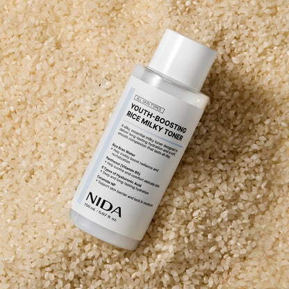 NIDA Youth-Boosting Rice Milky Toner – Glass Skin Hydrating Toner with Rice Bran Extract, Niacinamide, Ceramide NP & Panthenol | Deep Moisturizing Korean Skin Care, 5.07 fl oz (150ml) Avelisse
