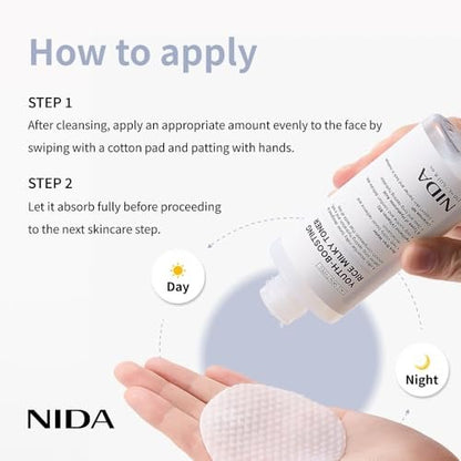 NIDA Youth-Boosting Rice Milky Toner – Glass Skin Hydrating Toner with Rice Bran Extract, Niacinamide, Ceramide NP & Panthenol | Deep Moisturizing Korean Skin Care, 5.07 fl oz (150ml) Avelisse