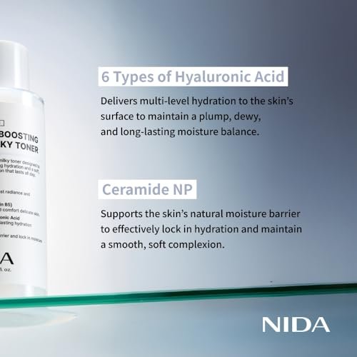 NIDA Youth-Boosting Rice Milky Toner – Glass Skin Hydrating Toner with Rice Bran Extract, Niacinamide, Ceramide NP & Panthenol | Deep Moisturizing Korean Skin Care, 5.07 fl oz (150ml) Avelisse