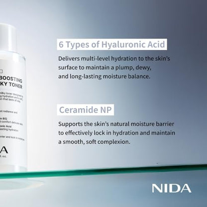 NIDA Youth-Boosting Rice Milky Toner – Glass Skin Hydrating Toner with Rice Bran Extract, Niacinamide, Ceramide NP & Panthenol | Deep Moisturizing Korean Skin Care, 5.07 fl oz (150ml) Avelisse