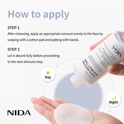 NIDA Youth-Boosting Rice Milky Toner – Glass Skin Hydrating Toner with Rice Bran Extract, Niacinamide, Ceramide NP & Panthenol | Deep Moisturizing Korean Skin Care, 5.07 fl oz (150ml) Avelisse