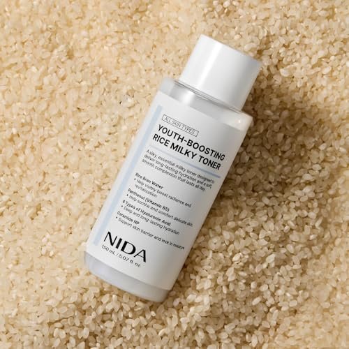 NIDA Youth-Boosting Rice Milky Toner – Glass Skin Hydrating Toner with Rice Bran Extract, Niacinamide, Ceramide NP & Panthenol | Deep Moisturizing Korean Skin Care, 5.07 fl oz (150ml) Avelisse