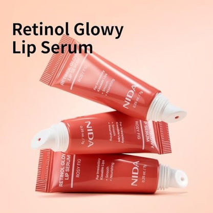 NIDA Retinol Glowy Lip Serum - Hydrating & Plumping Lip Care for Glossy, Nourished Lips (0.25 oz, 7g) - Sheer Rosy Fig Avelisse