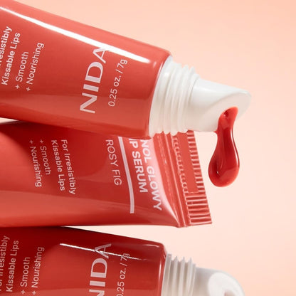 NIDA Retinol Glowy Lip Serum - Hydrating & Plumping Lip Care for Glossy, Nourished Lips (0.25 oz, 7g) - Sheer Rosy Fig Avelisse