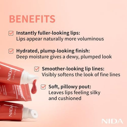 NIDA Retinol Glowy Lip Serum - Hydrating & Plumping Lip Care for Glossy, Nourished Lips (0.25 oz, 7g) - Sheer Rosy Fig Avelisse