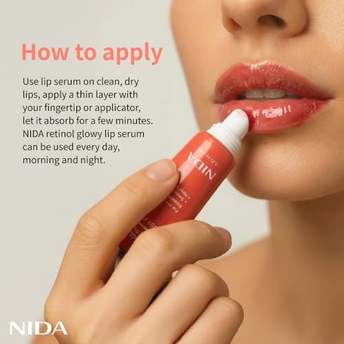 NIDA Retinol Glowy Lip Serum - Hydrating & Plumping Lip Care for Glossy, Nourished Lips (0.25 oz, 7g) - Sheer Rosy Fig Avelisse