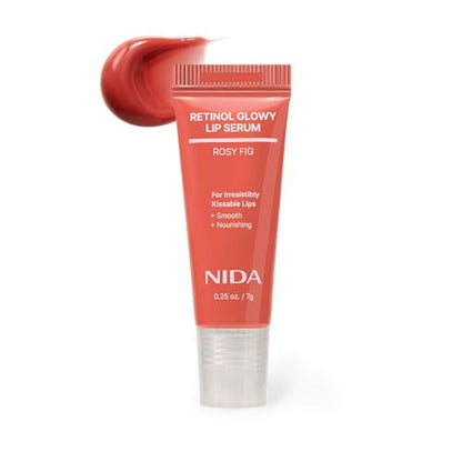 NIDA Retinol Glowy Lip Serum - Hydrating & Plumping Lip Care for Glossy, Nourished Lips (0.25 oz, 7g) - Sheer Rosy Fig Avelisse