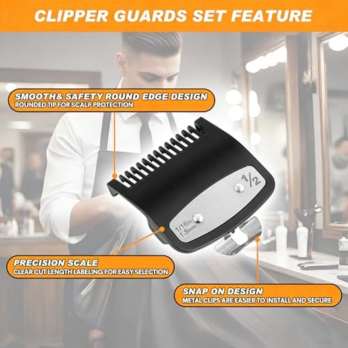 JYMBER 1.5mm Metal Clipper Guard Replacement for Wahl 1/2 Clipper Guards - Guide Comb Attachment 1/16" for Professional Stylists and Barbers, Black - görsel 8