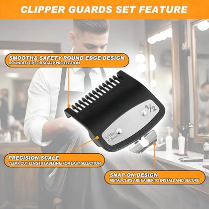 JYMBER 1.5mm Metal Clipper Guard Replacement for Wahl 1/2 Clipper Guards - Guide Comb Attachment 1/16" for Professional Stylists and Barbers, Black