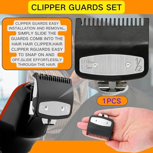 JYMBER 1.5mm Metal Clipper Guard Replacement for Wahl 1/2 Clipper Guards - Guide Comb Attachment 1/16" for Professional Stylists and Barbers, Black - görsel 4