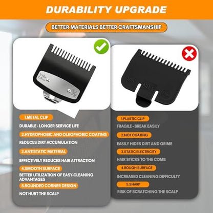 JYMBER 1.5mm Metal Clipper Guard Replacement for Wahl 1/2 Clipper Guards - Guide Comb Attachment 1/16" for Professional Stylists and Barbers, Black