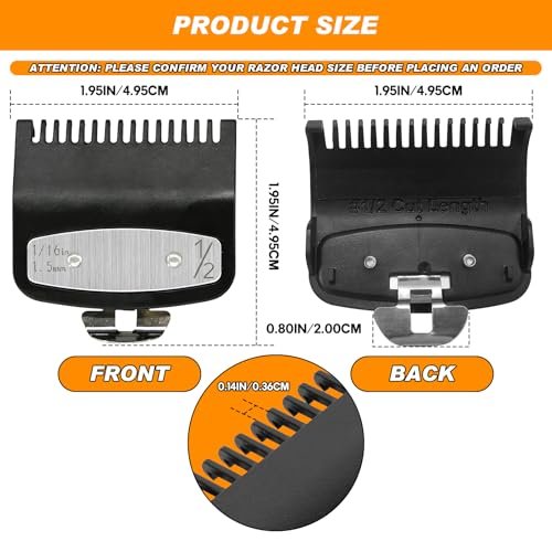 JYMBER 1.5mm Metal Clipper Guard Replacement for Wahl 1/2 Clipper Guards - Guide Comb Attachment 1/16" for Professional Stylists and Barbers, Black - görsel 6