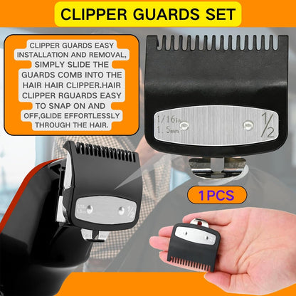 JYMBER 1.5mm Metal Clipper Guard Replacement for Wahl 1/2 Clipper Guards - Guide Comb Attachment 1/16" for Professional Stylists and Barbers, Black