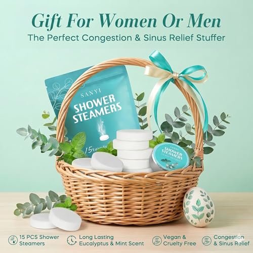 Shower Steamers Aromatherapy 15 Pack - Eucalyptus & Mint Shower Bombs with Natural Essential Oils for Sinus Relief, Relaxation, and Spa Gifts for Women & Men Avelisse