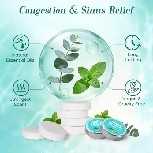 Shower Steamers Aromatherapy 15 Pack - Eucalyptus & Mint Shower Bombs with Natural Essential Oils for Sinus Relief, Relaxation, and Spa Gifts for Women & Men Avelisse
