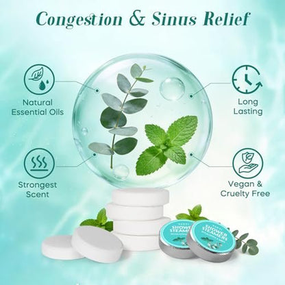 Shower Steamers Aromatherapy 15 Pack - Eucalyptus & Mint Shower Bombs with Natural Essential Oils for Sinus Relief, Relaxation, and Spa Gifts for Women & Men Avelisse