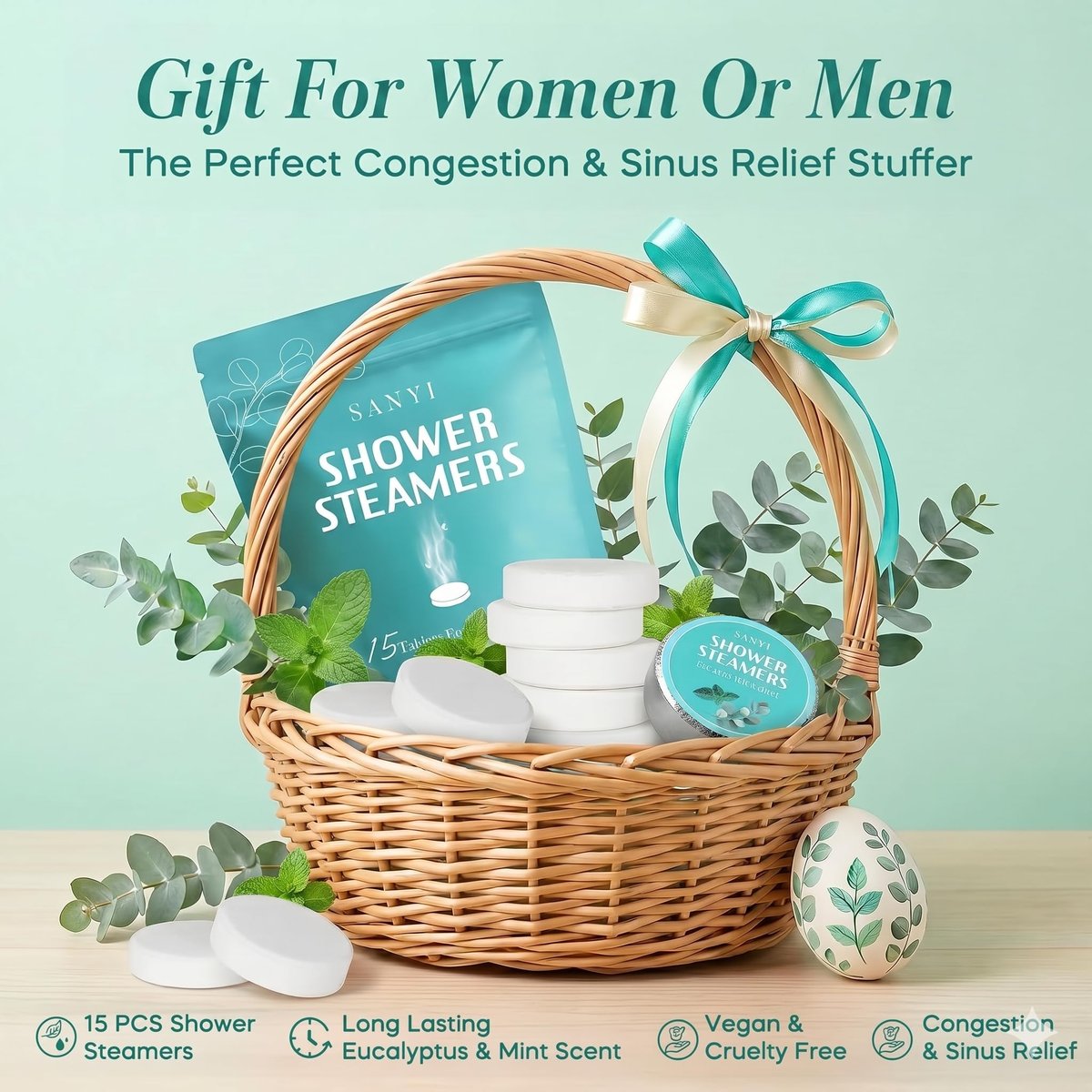 Shower Steamers Aromatherapy 15 Pack - Eucalyptus & Mint Shower Bombs with Natural Essential Oils for Sinus Relief, Relaxation, and Spa Gifts for Women & Men Avelisse