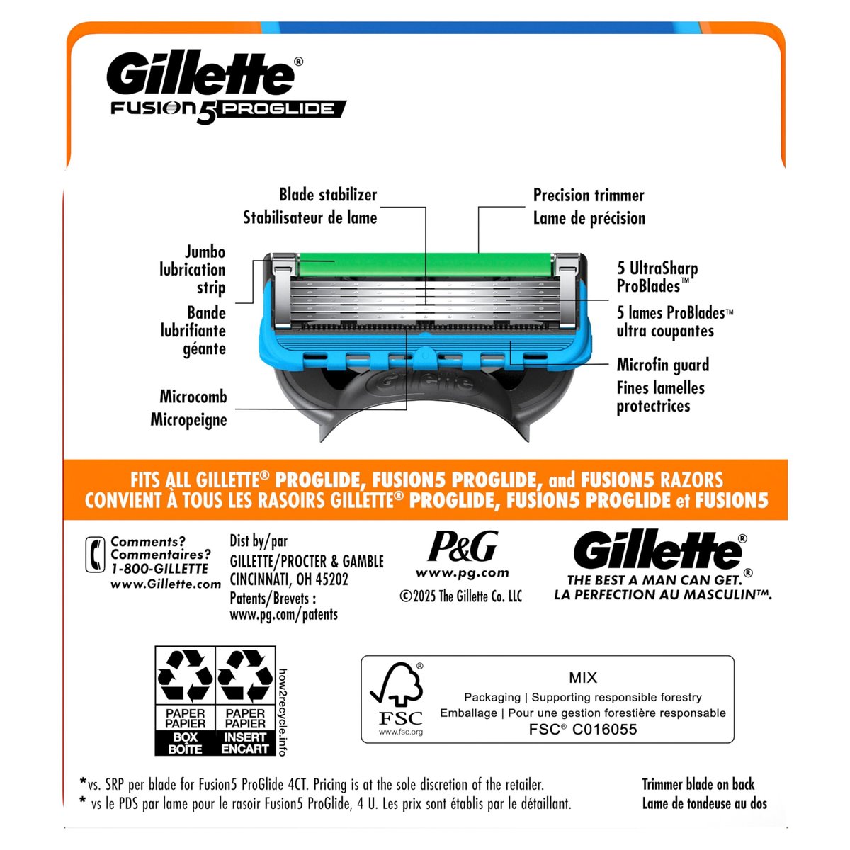 Gillette Fusion5 ProGlide Razor Blades for Men, 5-Blade Razor Refills, 9 Count Avelisse