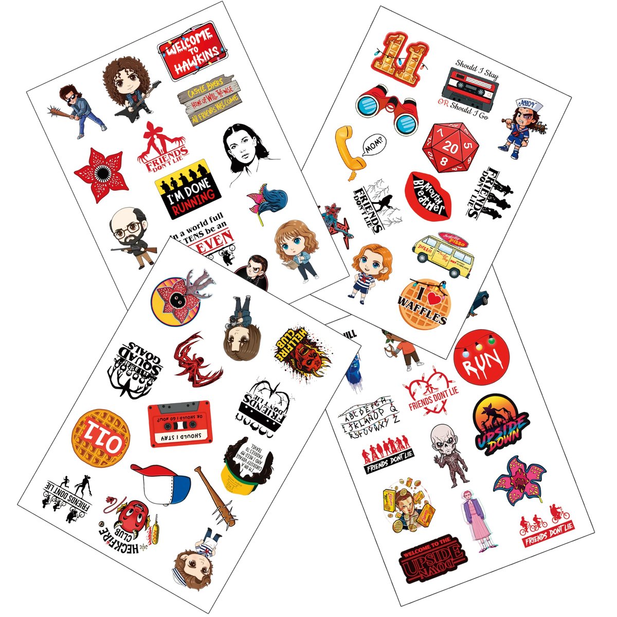 56 Pcs Stranger Birthday Party Temporary Tattoos for Kids - Cartoon Party Supplies Favors Gifts for Girls Boys Home Activity Class Prizes Carnival Rewards Avelisse