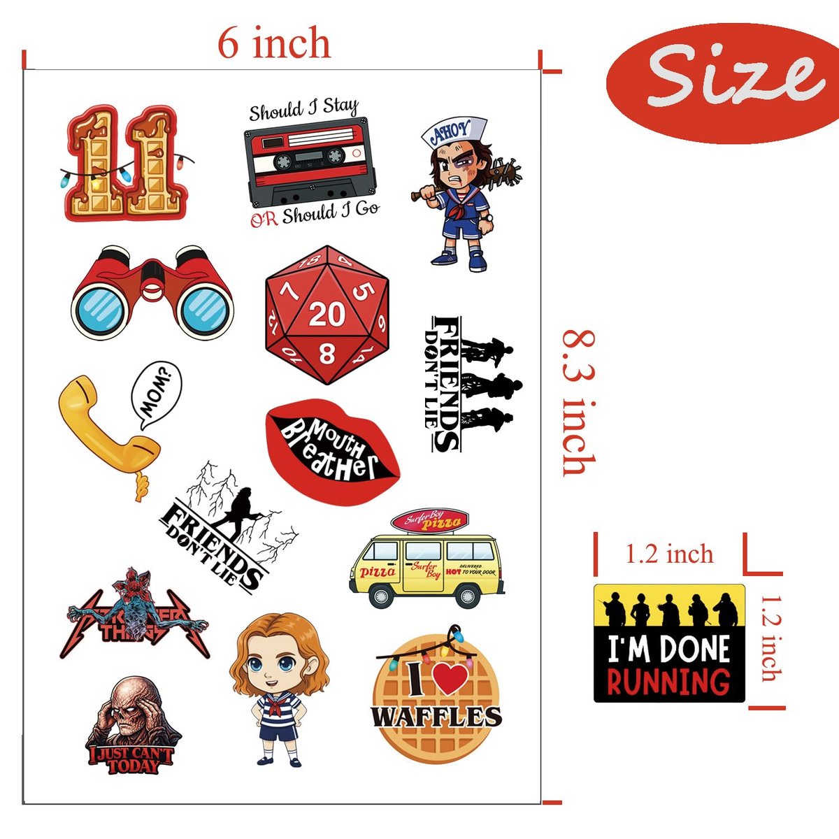 56 Pcs Stranger Birthday Party Temporary Tattoos for Kids - Cartoon Party Supplies Favors Gifts for Girls Boys Home Activity Class Prizes Carnival Rewards Avelisse
