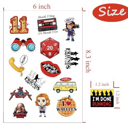 56 Pcs Stranger Birthday Party Temporary Tattoos for Kids - Cartoon Party Supplies Favors Gifts for Girls Boys Home Activity Class Prizes Carnival Rewards Avelisse
