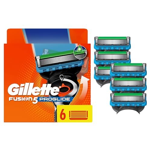Gillette Fusion5 ProGlide Razor Blade Refills for Men, 5-Blade Cartridges with Precision Trimmer, Enhanced Lubrication Strip, 6 Count Avelisse