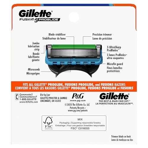Gillette Fusion5 ProGlide Razor Blades for Men, 5-Blade Razor Refills, 9 Count Avelisse