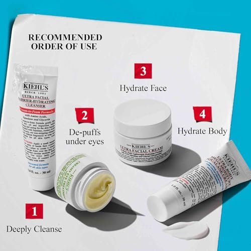 Kiehl's Travel Size Skincare Routine Gift Set - $77 Value, TSA Approved Mini Face Wash, Moisturizer, Eye Cream & Body Lotion for All Skin Types Avelisse